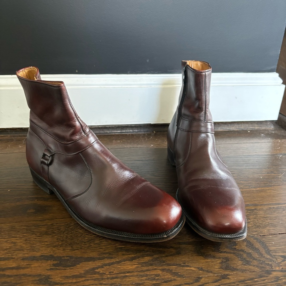 Breather Wright Arch Preserver Burgundy Brown Buckle Boots Men's 10.5 C Vintage